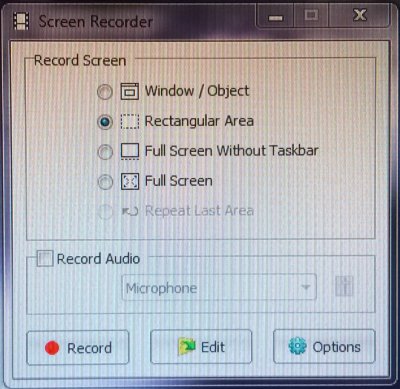 Screen recorder menu