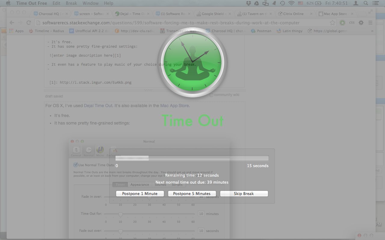 Dejal Time Out Screen