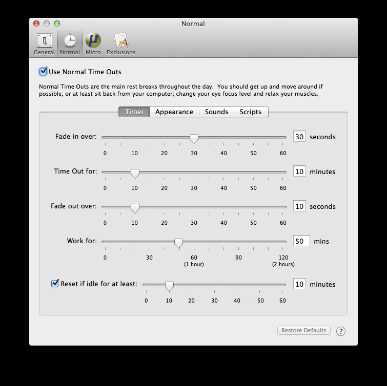 Dejal Time Out Settings UI